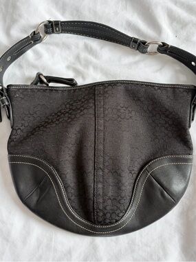 EUC Coach Black Signature Jacquard Shoulder Bag